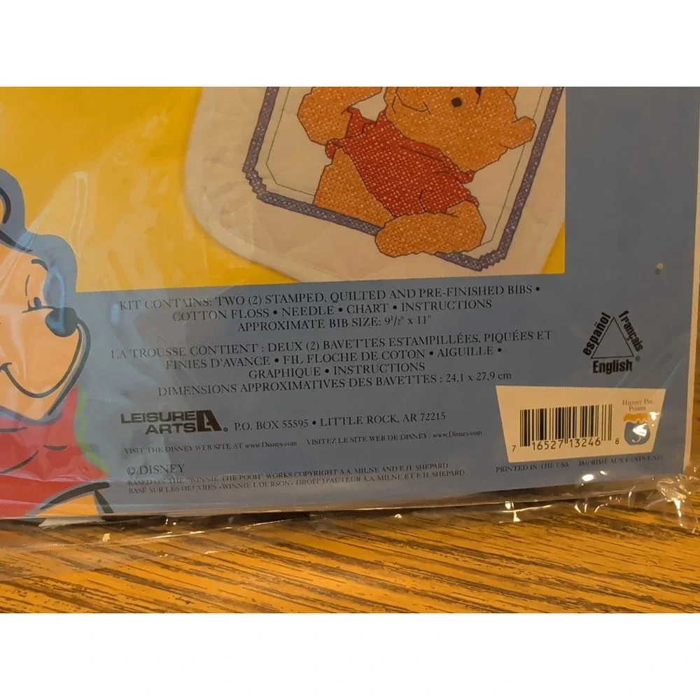 Disney Winnie the Pooh Wishing Star Bibs Stamped Cross Stitch Kit 113246 Vintage